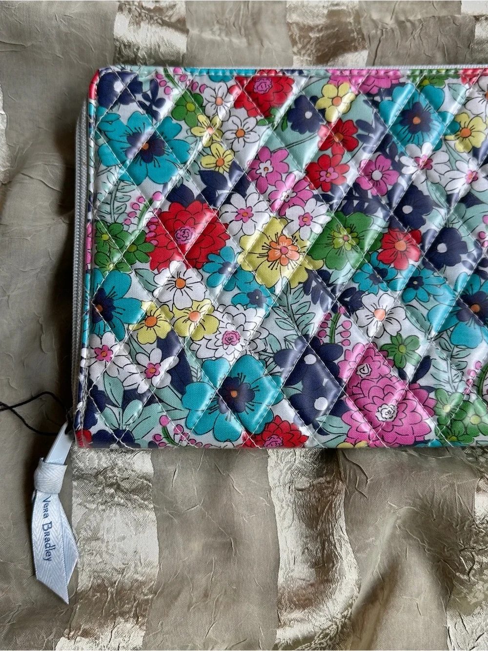 Vera Bradley Floral Blue Travel Cosmetic or Tech Clutch Case